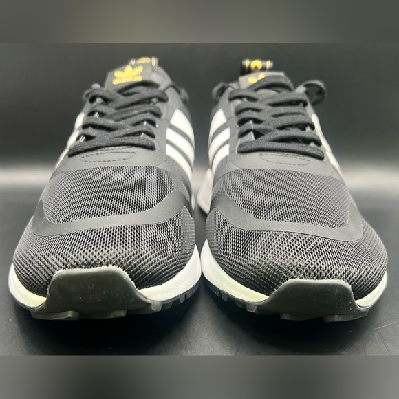 Adidas Black and Yellow Sneakers with White Stripes- Muktix, Size:10 - Picture 5 of 8